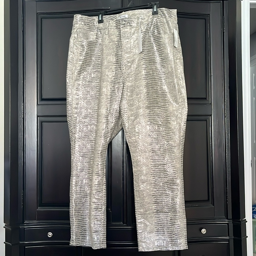 GOOD AMERICAN Good Straight Snakeskin Foil Stretchy Jeans